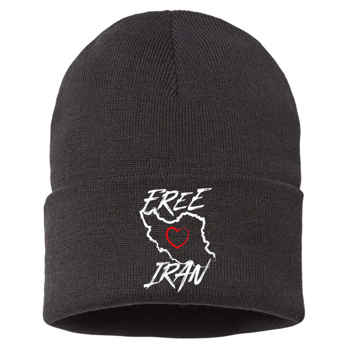 Iran Free Iran Symbol Heart Map Freedom Heart Love Sustainable Knit Beanie