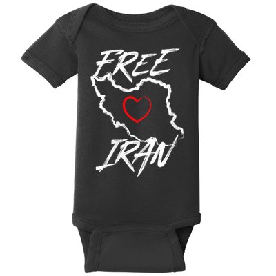 Iran Free Iran Symbol Heart Map Freedom Heart Love Baby Bodysuit