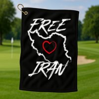 Iran Free Iran Symbol Heart Map Freedom Heart Love Golf Towel