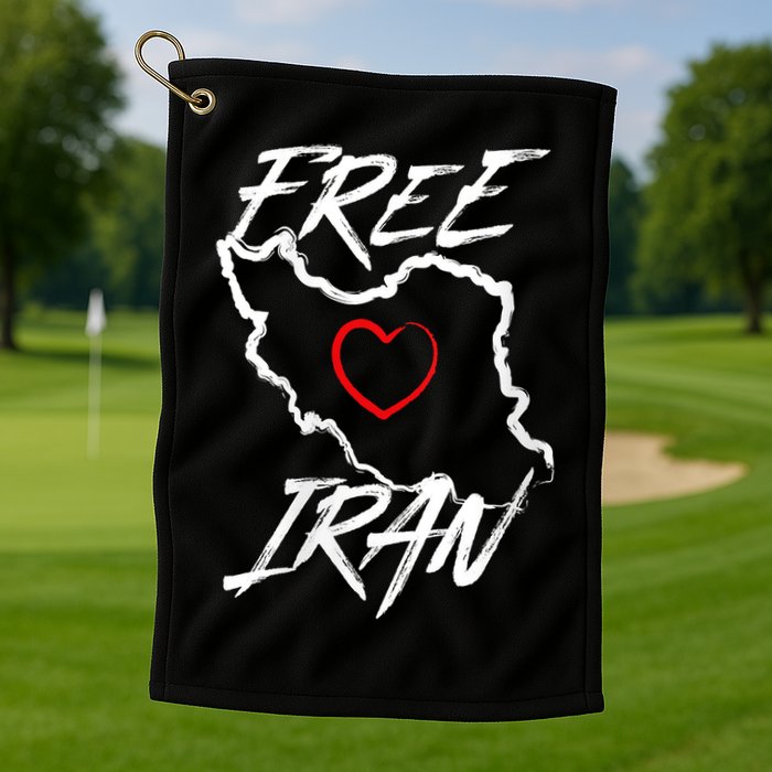 Iran Free Iran Symbol Heart Map Freedom Heart Love Golf Towel