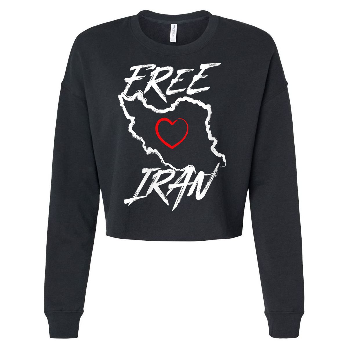 Iran Free Iran Symbol Heart Map Freedom Heart Love Cropped Pullover Crew