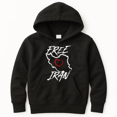 Iran Free Iran Symbol Heart Map Freedom Heart Love Kids Hoodie