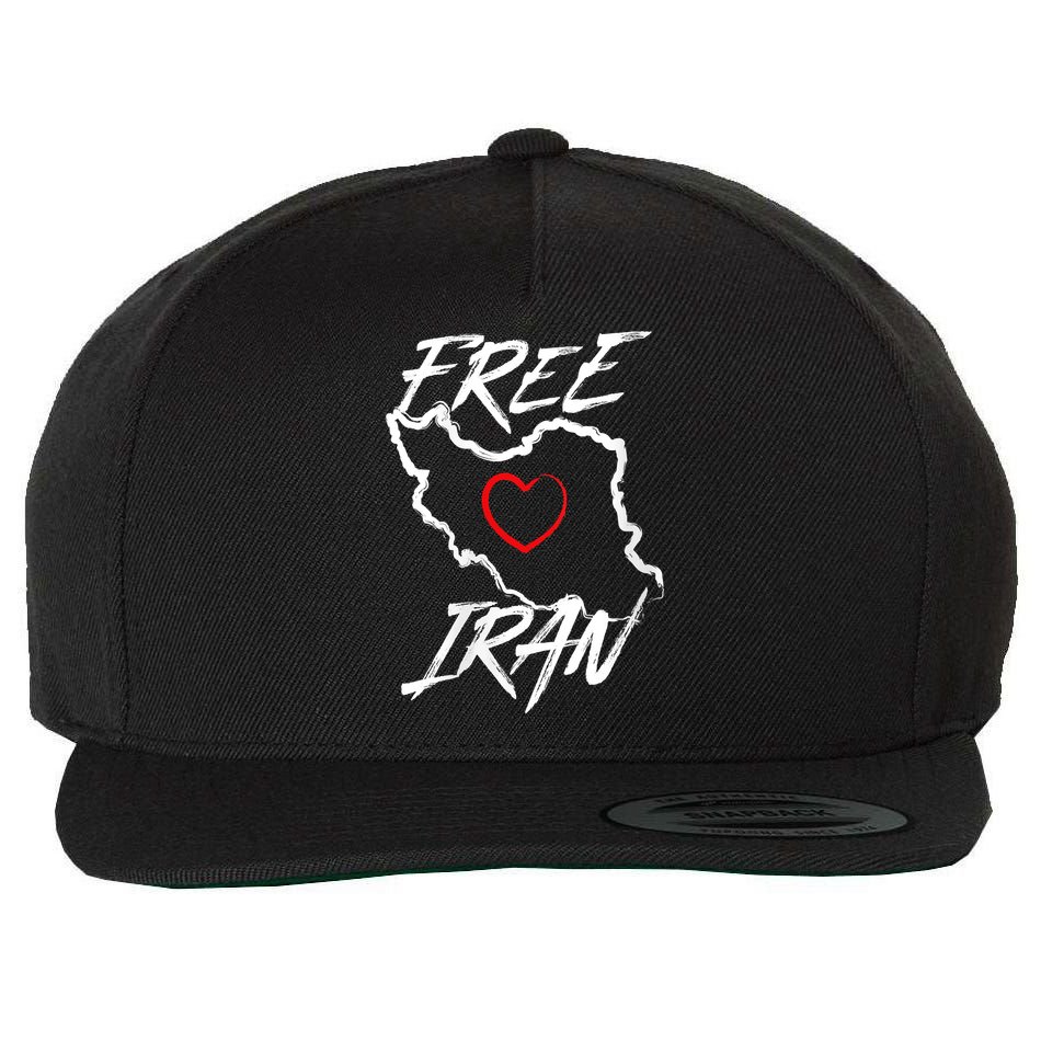 Iran Free Iran Symbol Heart Map Freedom Heart Love Wool Snapback Cap