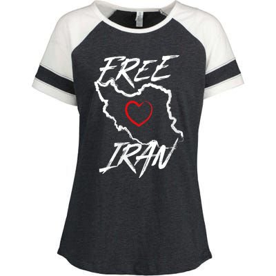 Iran Free Iran Symbol Heart Map Freedom Heart Love Enza Ladies Jersey Colorblock Tee