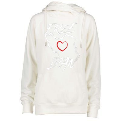 Iran Free Iran Symbol Heart Map Freedom Heart Love Womens Funnel Neck Pullover Hood