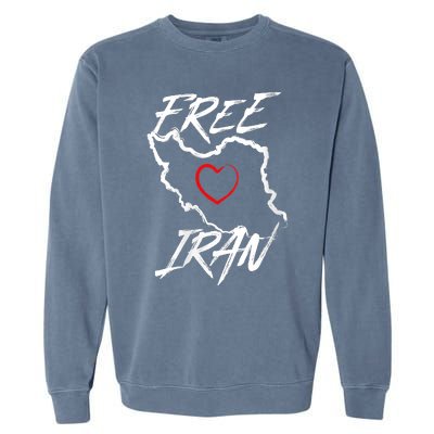 Iran Free Iran Symbol Heart Map Freedom Heart Love Garment-Dyed Sweatshirt