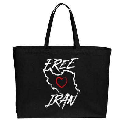 Iran Free Iran Symbol Heart Map Freedom Heart Love Cotton Canvas Jumbo Tote