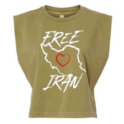 Iran Free Iran Symbol Heart Map Freedom Heart Love Garment-Dyed Women's Muscle Tee