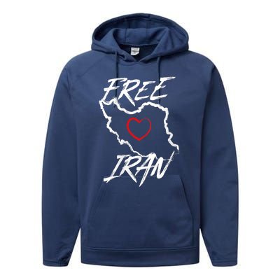 Iran Free Iran Symbol Heart Map Freedom Heart Love Performance Fleece Hoodie