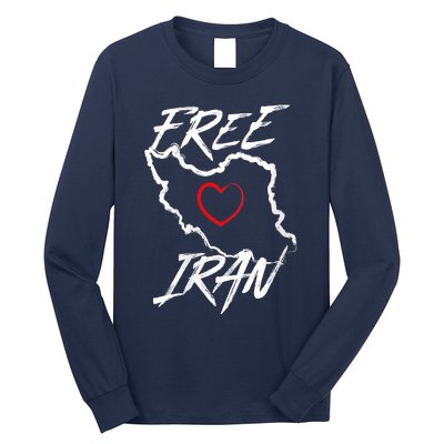 Iran Free Iran Symbol Heart Map Freedom Heart Love Long Sleeve Shirt