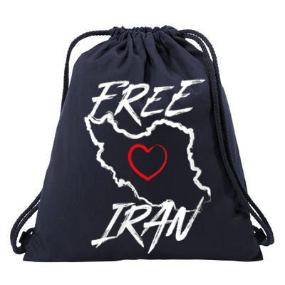 Iran Free Iran Symbol Heart Map Freedom Heart Love Drawstring Bag