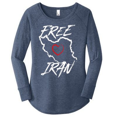 Iran Free Iran Symbol Heart Map Freedom Heart Love Women's Perfect Tri Tunic Long Sleeve Shirt