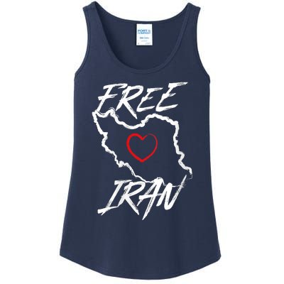 Iran Free Iran Symbol Heart Map Freedom Heart Love Ladies Essential Tank