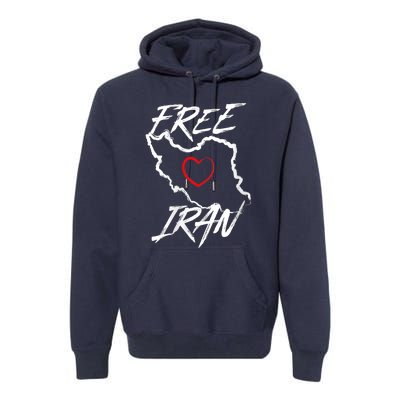 Iran Free Iran Symbol Heart Map Freedom Heart Love Premium Hoodie