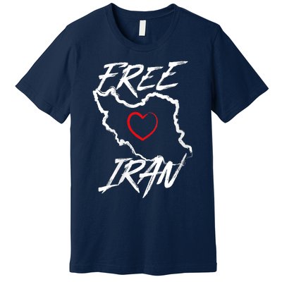 Iran Free Iran Symbol Heart Map Freedom Heart Love Premium T-Shirt