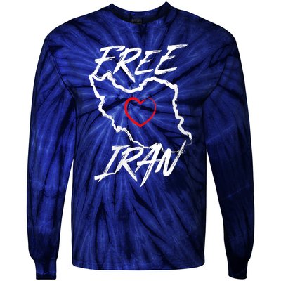 Iran Free Iran Symbol Heart Map Freedom Heart Love Tie-Dye Long Sleeve Shirt