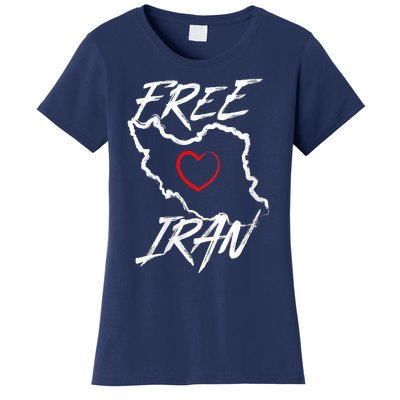 Iran Free Iran Symbol Heart Map Freedom Heart Love Women's T-Shirt