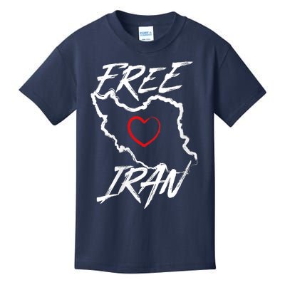 Iran Free Iran Symbol Heart Map Freedom Heart Love Kids T-Shirt