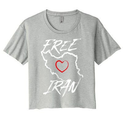 Iran Free Iran Symbol Heart Map Freedom Heart Love Women's Crop Top Tee