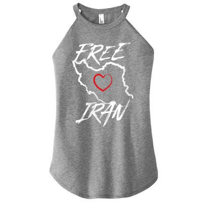 Iran Free Iran Symbol Heart Map Freedom Heart Love Women's Perfect Tri Rocker Tank