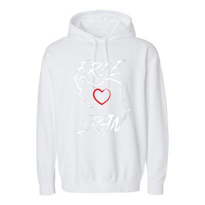 Iran Free Iran Symbol Heart Map Freedom Heart Love Garment-Dyed Fleece Hoodie