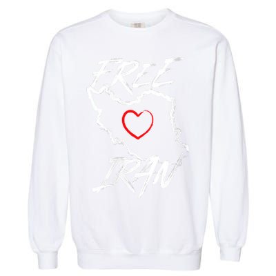 Iran Free Iran Symbol Heart Map Freedom Heart Love Garment-Dyed Sweatshirt