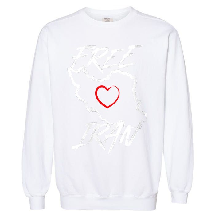 Iran Free Iran Symbol Heart Map Freedom Heart Love Garment-Dyed Sweatshirt