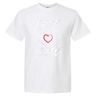 Iran Free Iran Symbol Heart Map Freedom Heart Love Garment-Dyed Heavyweight T-Shirt