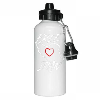 Iran Free Iran Symbol Heart Map Freedom Heart Love Aluminum Water Bottle