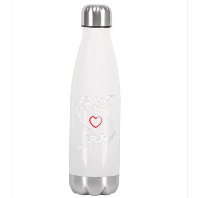 Iran Free Iran Symbol Heart Map Freedom Heart Love Stainless Steel Insulated Water Bottle