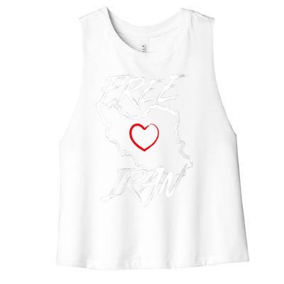 Iran Free Iran Symbol Heart Map Freedom Heart Love Women's Racerback Cropped Tank