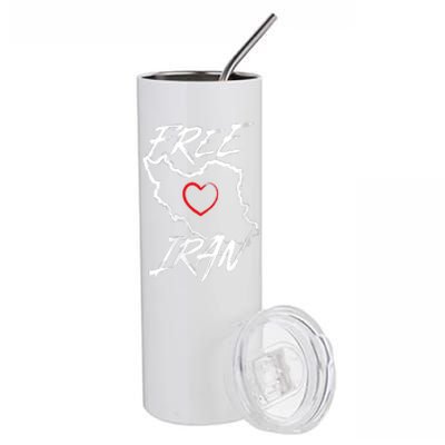 Iran Free Iran Symbol Heart Map Freedom Heart Love Stainless Steel Tumbler