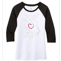 Iran Free Iran Symbol Heart Map Freedom Heart Love Women's Tri-Blend 3/4-Sleeve Raglan Shirt