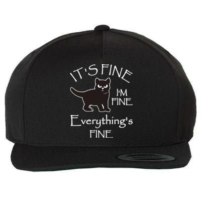 Its Fine Im Fine Everythings Fine Cat Sarcastic Wool Snapback Cap