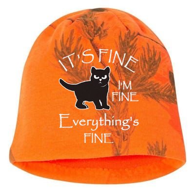 Its Fine Im Fine Everythings Fine Cat Sarcastic Kati - Camo Knit Beanie