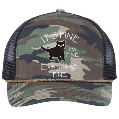 Its Fine Im Fine Everythings Fine Cat Sarcastic Retro Rope Trucker Hat Cap