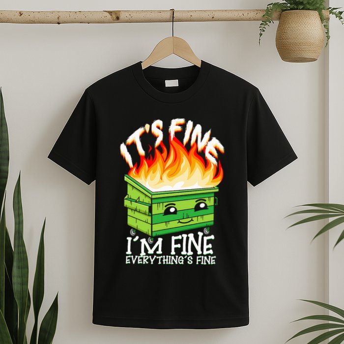 ItS Fine IM Fine Everything Is Fine Dumpster Fire Funny T-Shirt