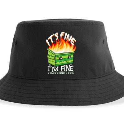 ItS Fine IM Fine Everything Is Fine Dumpster Fire Funny Sustainable Bucket Hat