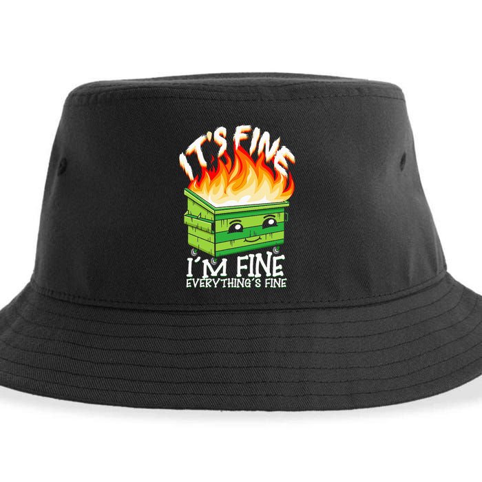 ItS Fine IM Fine Everything Is Fine Dumpster Fire Funny Sustainable Bucket Hat