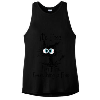 It's Fine I'm Fine Everything Is Fine Funny Cat Ladies PosiCharge Tri-Blend Wicking Tank