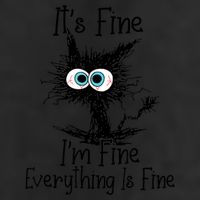 It's Fine I'm Fine Everything Is Fine Funny Cat 7 Panel Mesh Trucker Snapback Hat