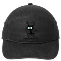It's Fine I'm Fine Everything Is Fine Funny Cat 7-Panel Snapback Hat