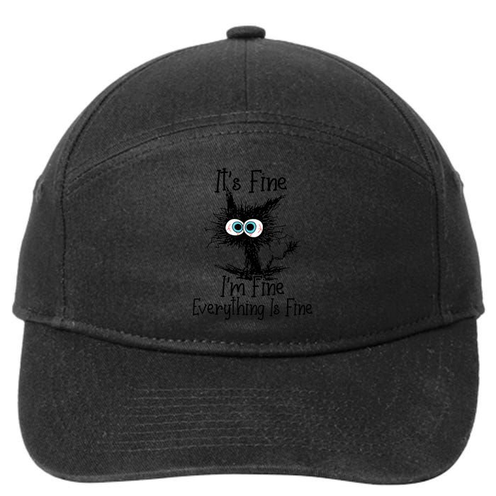 It's Fine I'm Fine Everything Is Fine Funny Cat 7-Panel Snapback Hat