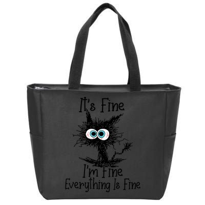 It's Fine I'm Fine Everything Is Fine Funny Cat Zip Tote Bag