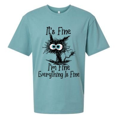 It's Fine I'm Fine Everything Is Fine Funny Cat Sueded Cloud Jersey T-Shirt