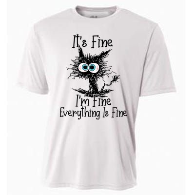 It's Fine I'm Fine Everything Is Fine Funny Cat Cooling Performance Crew T-Shirt