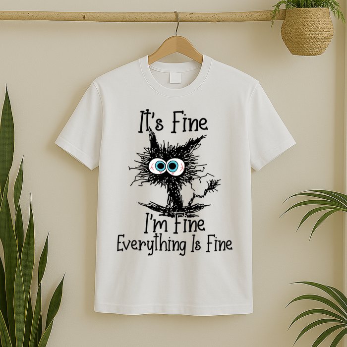 It's Fine I'm Fine Everything Is Fine Funny Cat T-Shirt