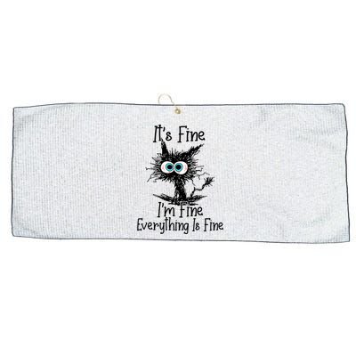 It's Fine I'm Fine Everything Is Fine Funny Cat Large Microfiber Waffle Golf Towel