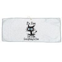 It's Fine I'm Fine Everything Is Fine Funny Cat Large Microfiber Waffle Golf Towel
