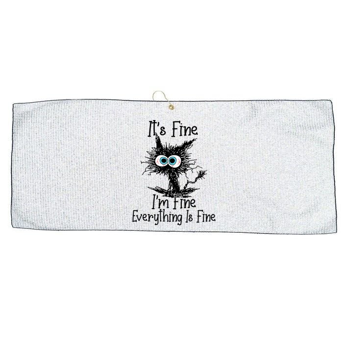 It's Fine I'm Fine Everything Is Fine Funny Cat Large Microfiber Waffle Golf Towel